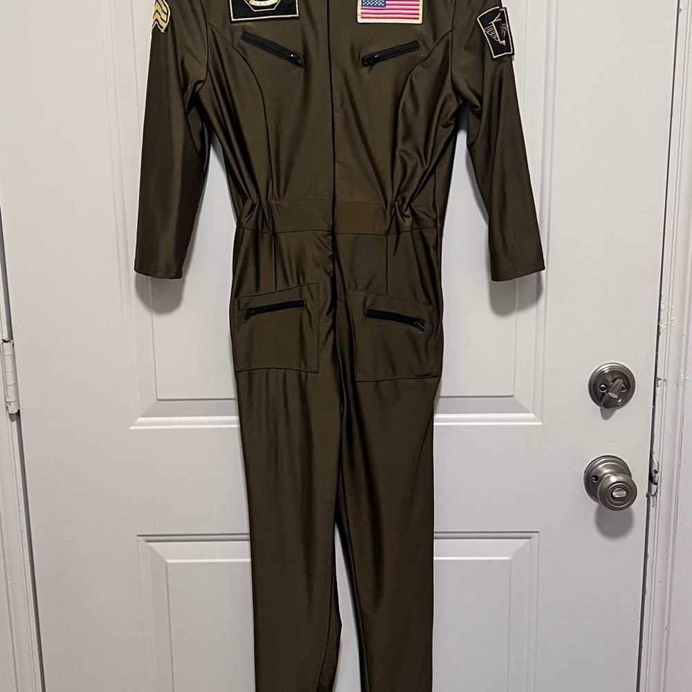 Olive Green Air Force Flight Suit costume with Patches